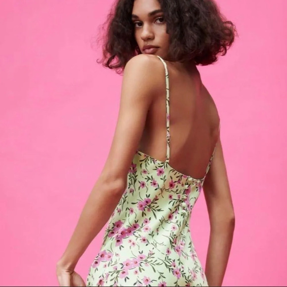 ZARA Green/Pink Floral Mini Dress Size Medium‎ - Picture 2 of 8